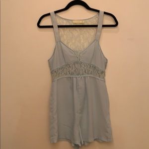 Light Blue/Baby Teal Lace Slip Romper
